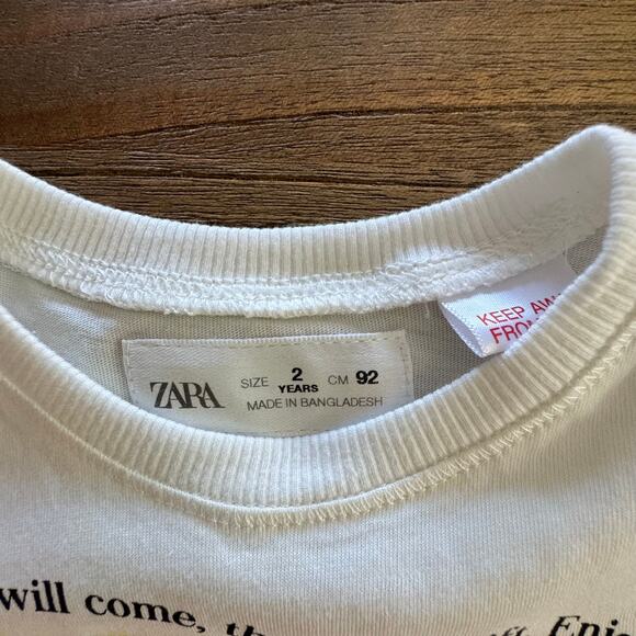 Zara Toddler Girl Flower T-Shirt - Size 2 yrs - Picture 2 of 3